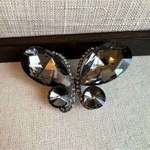Black Butterfly Faux Gemstone Brooch
